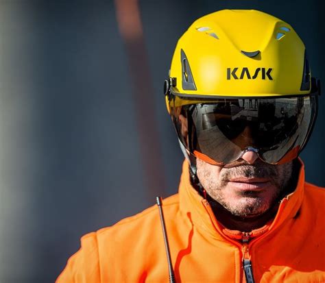 kask construction helmet with visor.